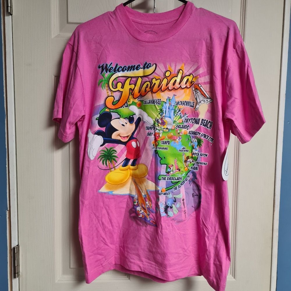 [NWT] DISNEY Women's Disney Welcome to Florida Pink T-shirt | Size: M